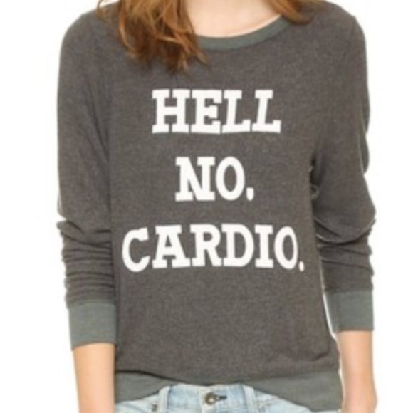 Wildfox Tops - Wildfox Hell No Cardio Fuzzy Lounge Sweatshirt